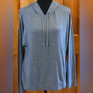Women's Hilary Radley Pullover Hoodie Drawstring Gray Soft Size Medium